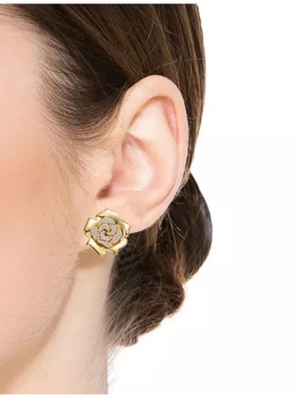 NEW in Box Rachel Glauber 14K Gold Plated CZ Big Heavy Flower Earrings